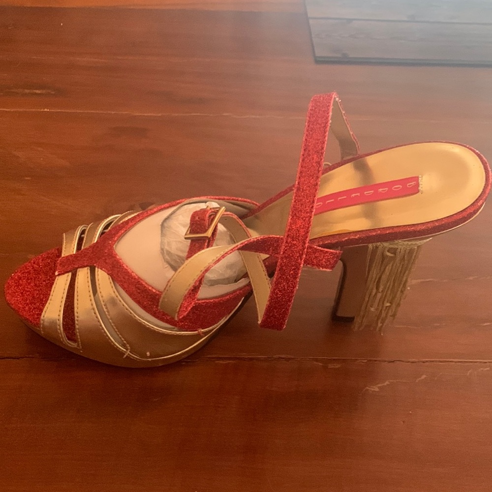 Pleaser, Bordello Red Glitter-Gold size US Women’s 10. Brand New